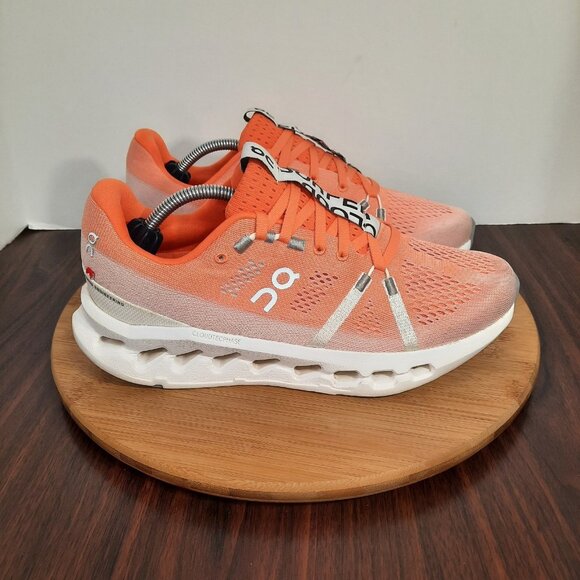 On Cloud Cloudsurfer Womens Size 8.5 Shoes Flame White Road Running Sneakers - Picture 1 of 11